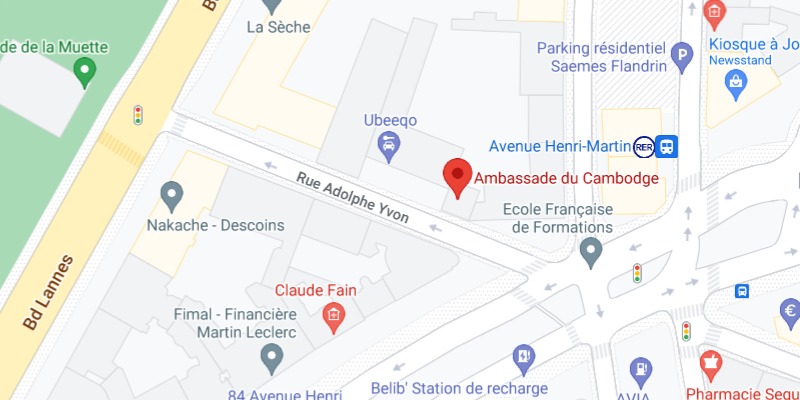 Royal Embassy of Cambodia in France (Residence), Monaco, Italy, Malta, Portugal, Spain and Andorra