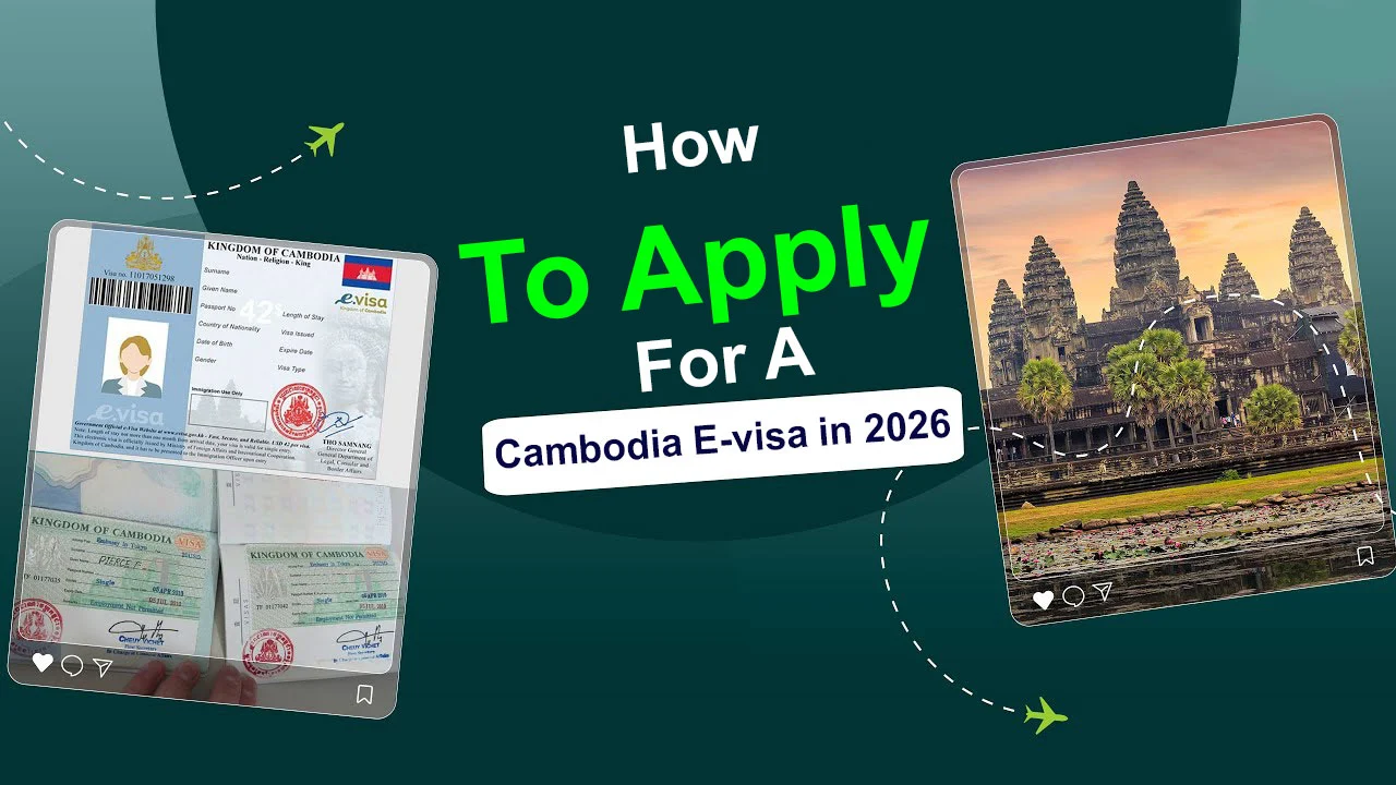 Traveler reviewing a Cambodia e-visa approval letter next to a passport before departure, reflecting the current Cambodia e-visa update